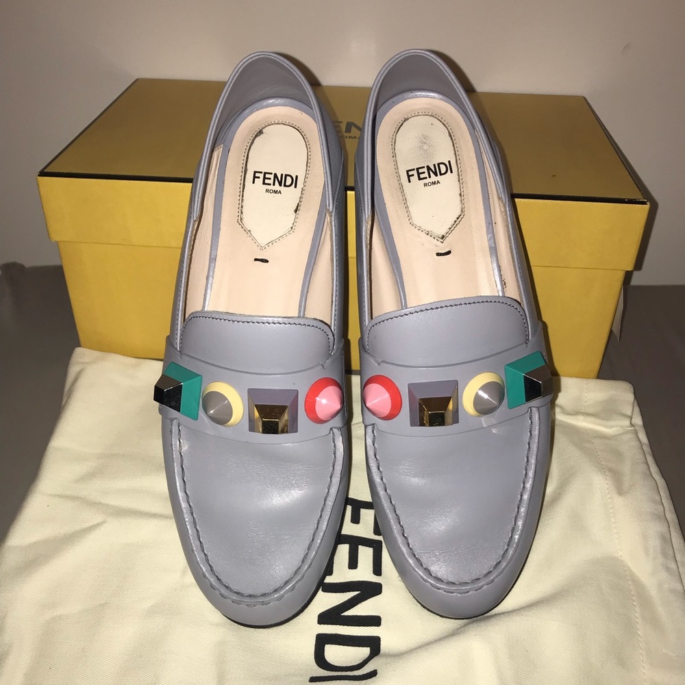 Grey/Blue FENDI loafers